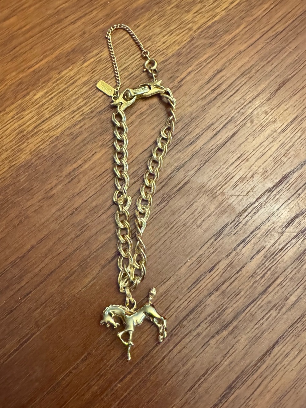 Vintage Monet chain bracelet with horse charm
